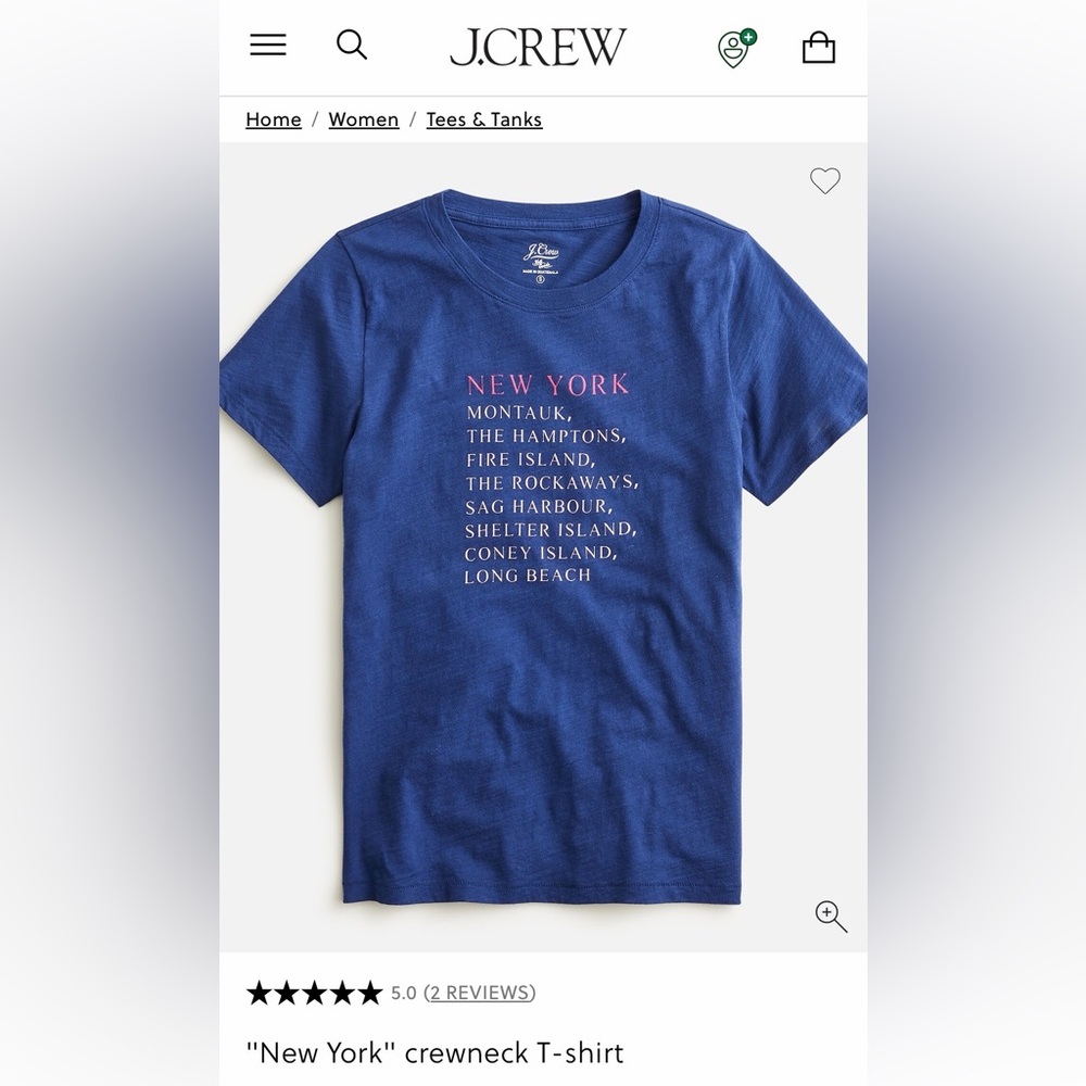 J. Crew Navy Tee with Coral and Cream Text